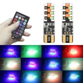 1set T10 W5w RGB LED Bulb Remote Control COB Lamp Car Interior Lighting Reading Wedge Dome Trunk License Plate Light 12V