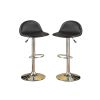 Adjustable Black PU Bar Stools, Chrome(Set of 2)