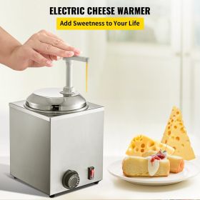 VEVOR Hot Fudge Warmer with Pump, 2.6 Qt Hot Fudge Dispenser, 650 W Cheese Warmer Dispenser, Stainless Steel Hot Cheese Dispenser, Single Head Cheese