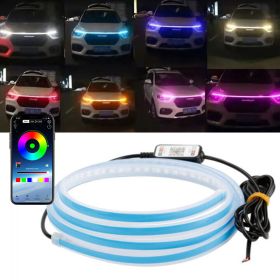 71'' RGB Car LED DRL Hood Light Engine Cover Strip Headlight Strip APP Control