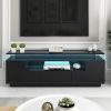 ON-TREND Modern, Stylish Functional TV stand with Color Changing LED Lights, Universal Entertainment Center, High Gloss TV Cabinet for 75+ inch TV, Bl