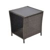 Dark Blonde Square Wicker 20 in. H Outdoor Coffee Table with Glass Top