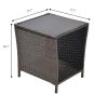 Dark Blonde Square Wicker 20 in. H Outdoor Coffee Table with Glass Top