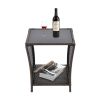 Dark Blonde Square Wicker 20 in. H Outdoor Coffee Table with Glass Top