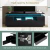 ON-TREND Modern, Stylish Functional TV stand with Color Changing LED Lights, Universal Entertainment Center, High Gloss TV Cabinet for 75+ inch TV, Bl