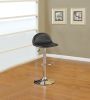 Adjustable Black PU Bar Stools, Chrome(Set of 2)