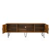 TV Media Stand, 60 inch Wide , Modern Industrial, Living Room Entertainment Center, Storage Shelves and Cabinets, for Flat Screen TVs up to 65 inches