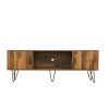 TV Media Stand, 60 inch Wide , Modern Industrial, Living Room Entertainment Center, Storage Shelves and Cabinets, for Flat Screen TVs up to 65 inches