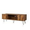 TV Media Stand, 60 inch Wide , Modern Industrial, Living Room Entertainment Center, Storage Shelves and Cabinets, for Flat Screen TVs up to 65 inches