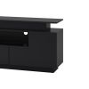 ON-TREND Modern, Stylish Functional TV stand with Color Changing LED Lights, Universal Entertainment Center, High Gloss TV Cabinet for 75+ inch TV, Bl