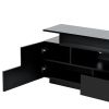 ON-TREND Modern, Stylish Functional TV stand with Color Changing LED Lights, Universal Entertainment Center, High Gloss TV Cabinet for 75+ inch TV, Bl