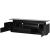 ON-TREND Modern, Stylish Functional TV stand with Color Changing LED Lights, Universal Entertainment Center, High Gloss TV Cabinet for 75+ inch TV, Bl