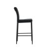 Black Leather Barstool Dining Counter Height Chair Set of 2