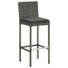 Garden Bar Stools with Cushions 4 pcs Gray Poly Rattan