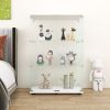 Two-door Glass Display Cabinet 3 Shelves with Door, Floor Standing Curio Bookshelf for Living Room Bedroom Office, 49.3"*31.7"*14.3", White