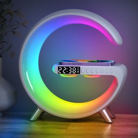 RGB Light Bar Smart Light Sunrise Alarm Clock; Dimmable Table Lamp With Fast Wireless Charger Alarm Clock For Heavy Sleepers Adults For Bedroom; Dorm; (Color: White)