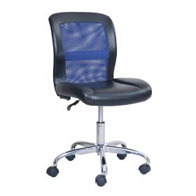 Mid-Back Vinyl Mesh Task Office Chair;  Black and Gray (Color: black/blue)