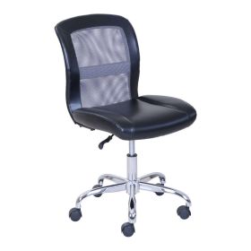 Mid-Back Vinyl Mesh Task Office Chair;  Black and Gray (Color: BLACK)