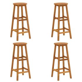 Bar Stools 4 pcs Solid Acacia Wood (Color: Brown)