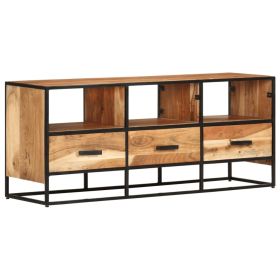 TV Cabinet 43.3"x11.8"x17.7" Solid Acacia Wood (Color: Brown)