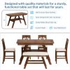 6-Piece Wood Counter Height Dining Table Set with Storage Shelf;  Kitchen Table Set with Bench and 4 Chairs; Rustic Style