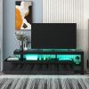 Modern Style 16-colored LED Lights TV Cabinet, UV High Gloss Surface Entertainment Center with DVD Shelf, Up to 70 inch TV