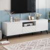 Modern TV Stand for 70 inch TV, Entertainment Center with Adjustable Shelves, 1 Drawer and Open Shelf, TV Console Table, Media Console, Metal Feet, fo